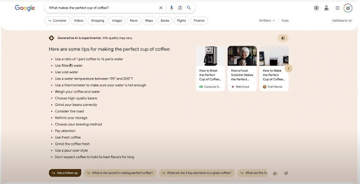 Voorbeeld Google SGE