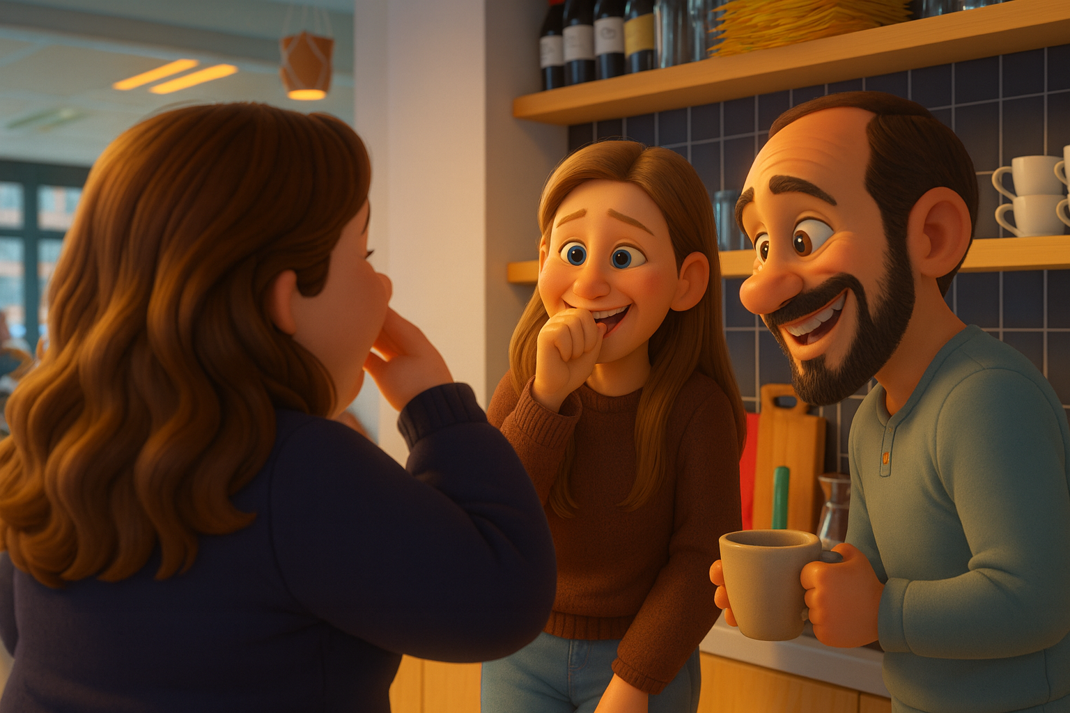 Lachen in de kantoorkeuken